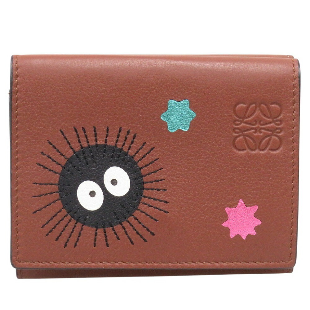 Loewe x Studio Ghibli Totoro Makkurokurosuke Brown Trifold Wallet - Picture 1 of 9